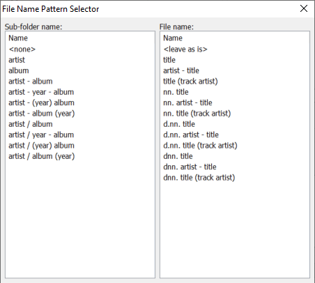 Foobar2000 converter setup file name pattern selector.png