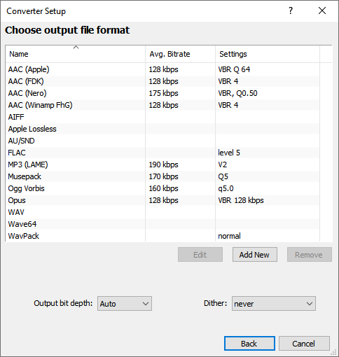 Foobar2000 converter setup - choose output file format.png